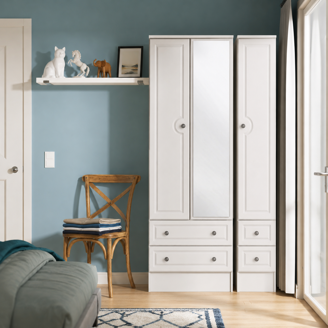 Pembroke Triple 2 Drawer Mirror + Drawer Robe
