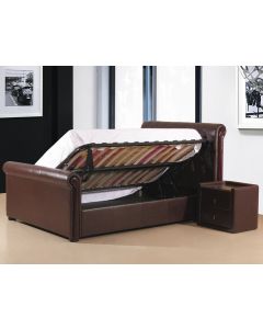 Caxton PU Leather Storage Bed Black / Brown - (5')