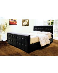 Dakar PU Leather Bed Black / Brown  - (4'6")