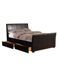 Harrogate PU Leather Bed With 4 Drawers Black / Brown  - (4'6")