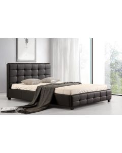 Lattice PU Leather Bed Black / White  - (5')