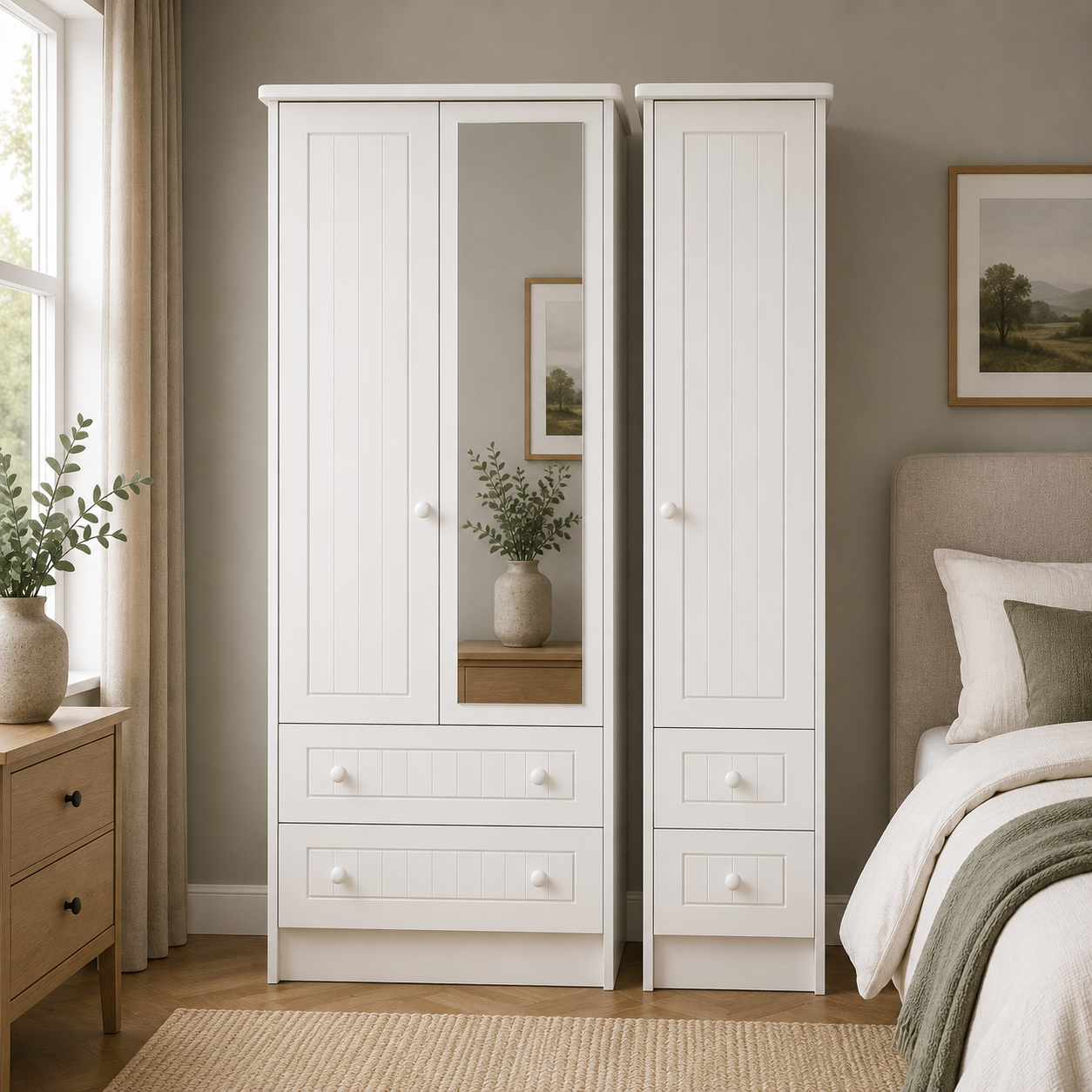 Warwick Triple 2 Drawer Mirror + Drawer Robe